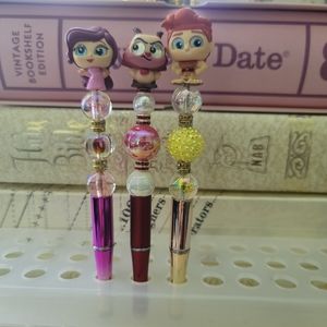 DISNEY DOORABLES HERCULES MEGARA PHIL BEADED PEN SET LOT 3